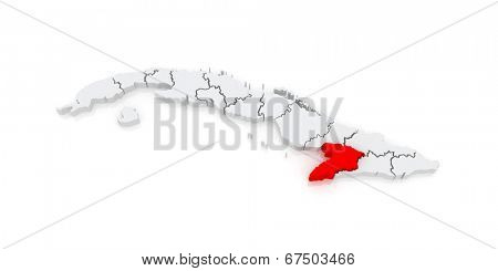 Map of Granma. Cuba. 3d