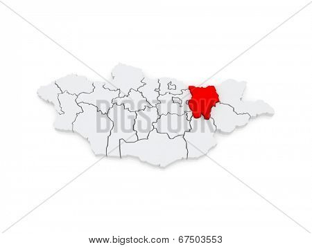 Map of Khentii. Mongolia. 3d