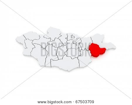 Map of Sukhbaatar. Mongolia. 3d