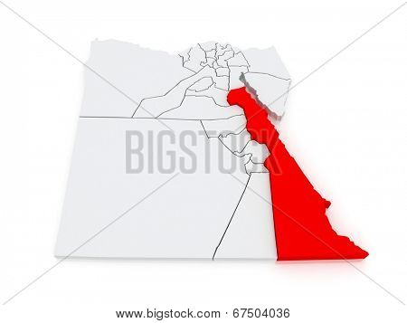 Map of Red Sea (Al Bahr al Ahmar). Egypt. 3d