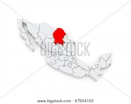 Map of Coahuila. Mexico. 3d