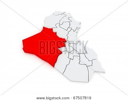 Map of Anbar. Iraq. 3d