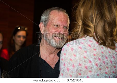 MOSCOW - JUNE, 14: American director Terry Gilliam with fans. Movie Premiere The Zero Theorem at the Barvikha Village. June 14, 2014 in Moscow, Russia