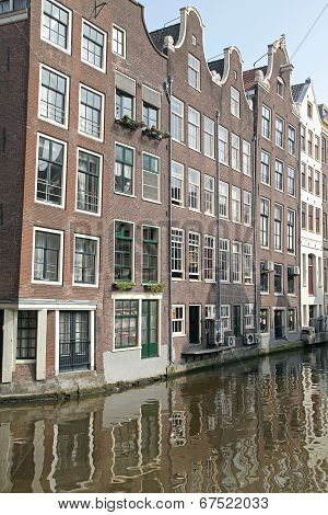 Water canal and typical architecture in city Amsterdam