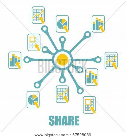 Share Sign With Abstract Document Icons
