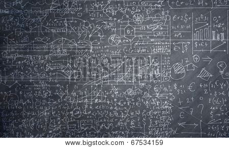 Background conceptual image with business sketches on chalkboard