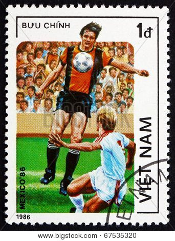 Postage Stamp Vietnam 1986 Soccer Players In Action