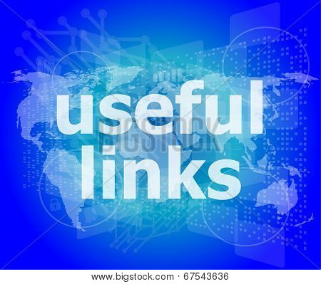 Seo Web Design Concept: Useful Links On Digital Background