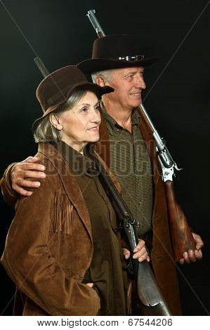 Happy Gunslingers in western