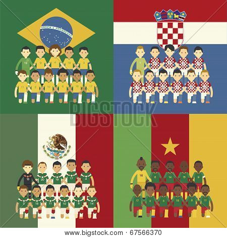 Football Team And Flag, Group A