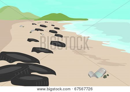 polluted beach