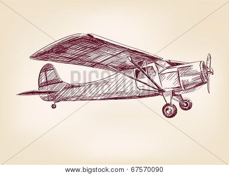 plane  hand drawn vector llustration realistic sketch