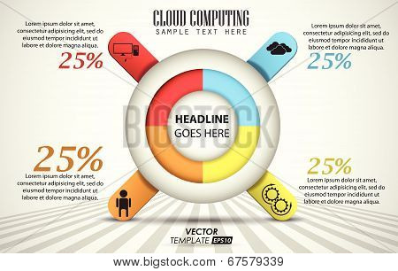 vector template 3d of 4 pieces / cloud computing / element infographic