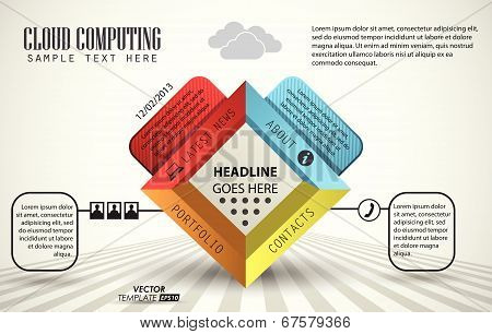 vector template 3d of 4 pieces / cloud computing / element infographic