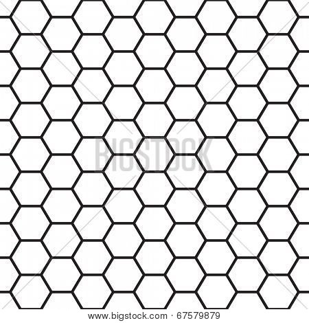 Black and white bee cells seamless vector pattern.