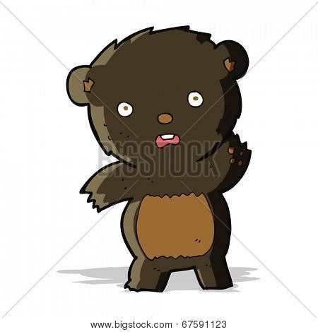 cartooon waving black bear cub