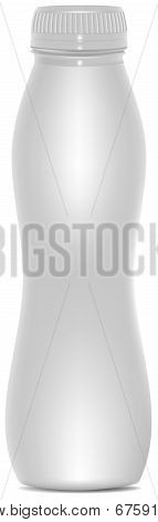 White plastic bottle template for yogurt, juice or milk