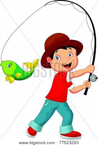 illustration of Cartoon Boy fishing