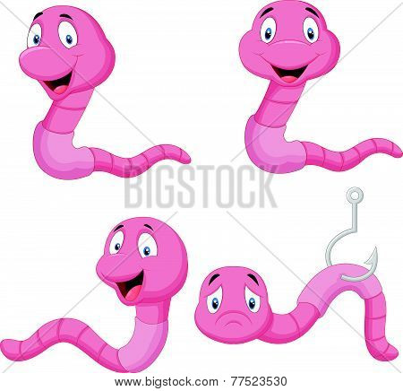 Cartoon worm collection set