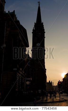 Sunset At The Royal Mile In Edinburgh, Scotland