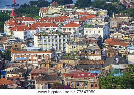 Xiamen, China cityscape of historic buildings on Gulangyu Island.