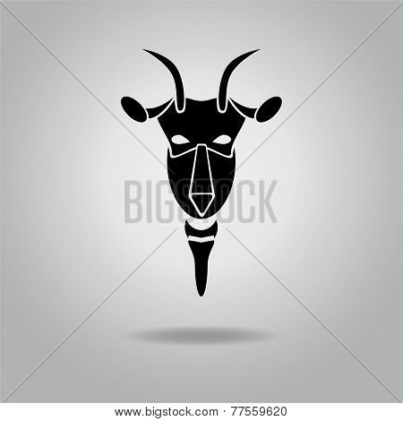 Black Goat Head Vector Design Dark Outline. New Year 2015 Illustration. Vector Illustration.