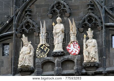 Royal Figures On The Watchtower In Prague