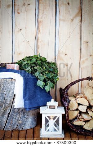 Sauna Accessories: towel, soap and vihta