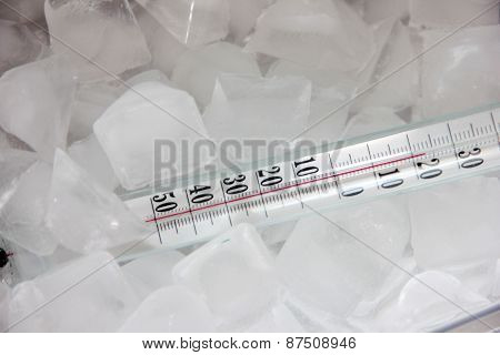 thermometer and ice