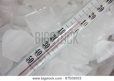 thermometer and ice