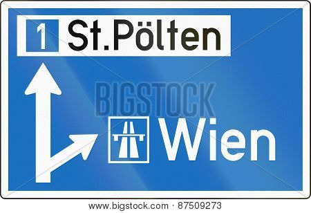 Direction Sign To Motorway In Austria