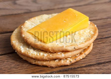 Traditional round cheese crackers.