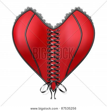 Corset Heart with lacing, vector.