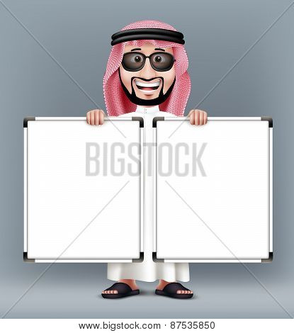 3D Handsome Saudi Arab Man in Traditional Dress With Shades