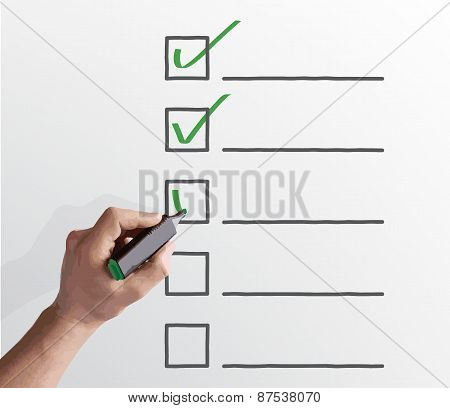 hand drawing check box on a white background
