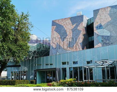 Buildings of sandstone and glass