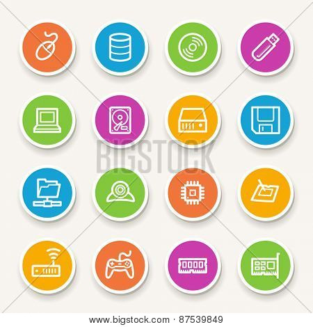 Computer components web icons set