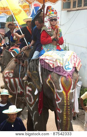 Si Satchanalai Elephant Back Ordination Procession.
