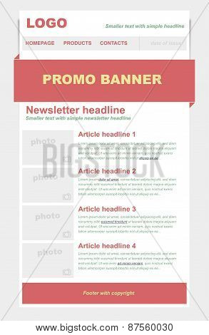Newsletter Template With Red Color