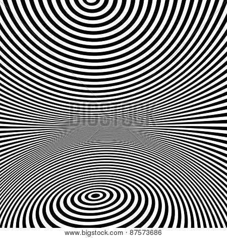 Pattern with optical illusion. Black and white background. Vector illustration.
