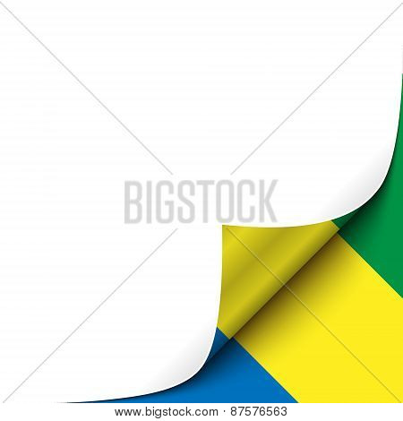 Curled up Paper Corner on Gabonese Flag Background. Vector Illustration