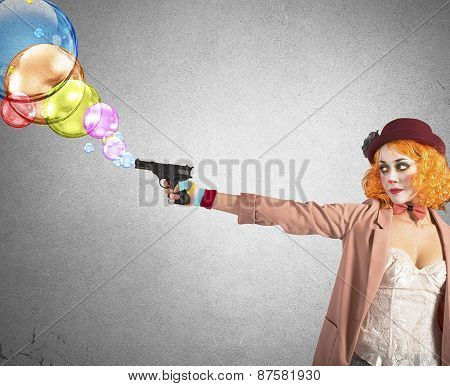 Gun shoots bubbles