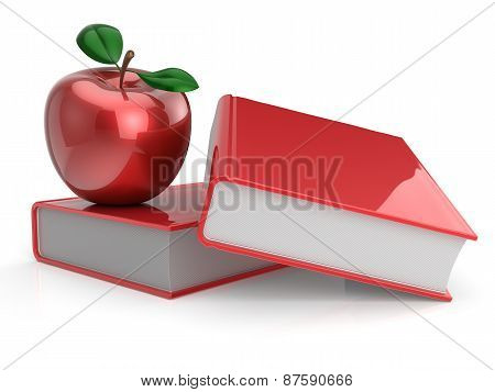 Books And Red Apple Back To School Concept