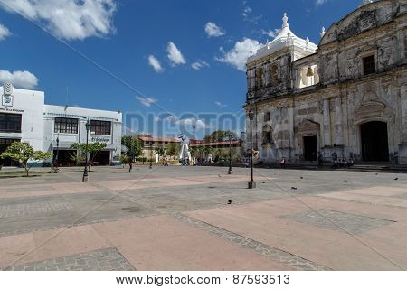 Cathedral on the central square of Leon Nicaragua