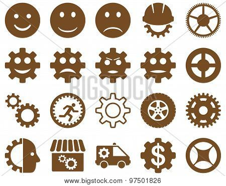 Tools and Smile Gears Icons