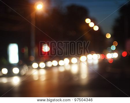 Defocused And Blur Of Night Scene