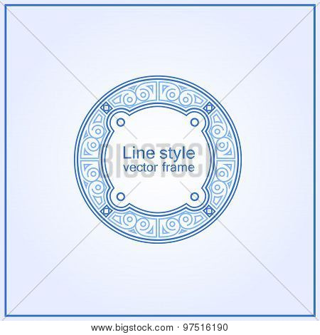 Vector linear style circle frame. Art deco decoration for text. Design element for boutique, restaur