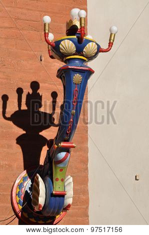 Contrada lamp on the streets of Siena in Tuscany, Italy