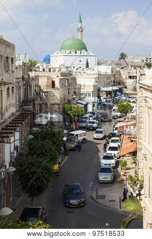 Streets Of Ancient City Of Akko In The Morning. Israel