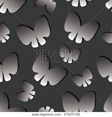 seamless background with silhouettes butterflies